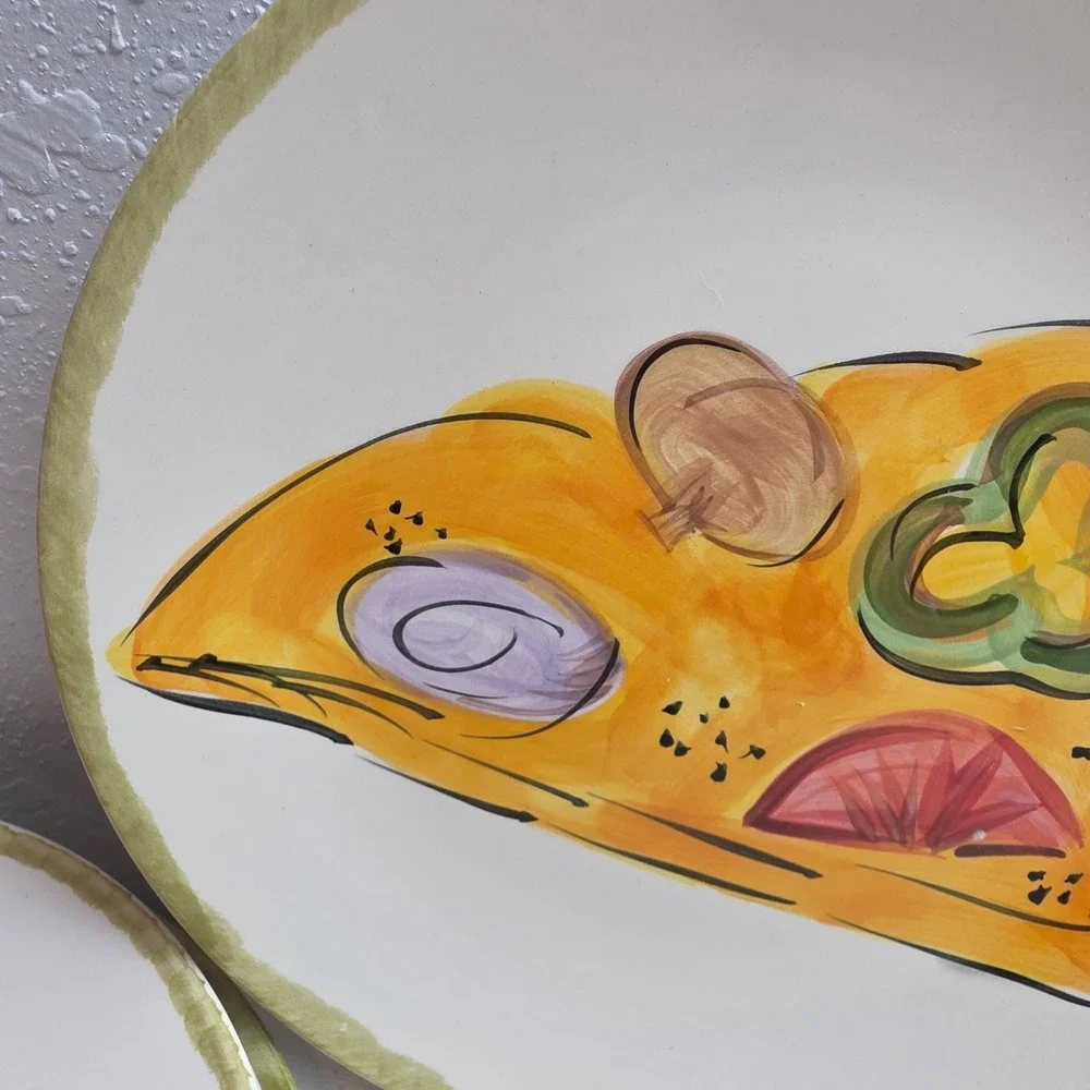 Tabletops Unlimited Kitchen Prep 201 Pizza Slice Dinner Plates Set‎ of 4 Ceramic